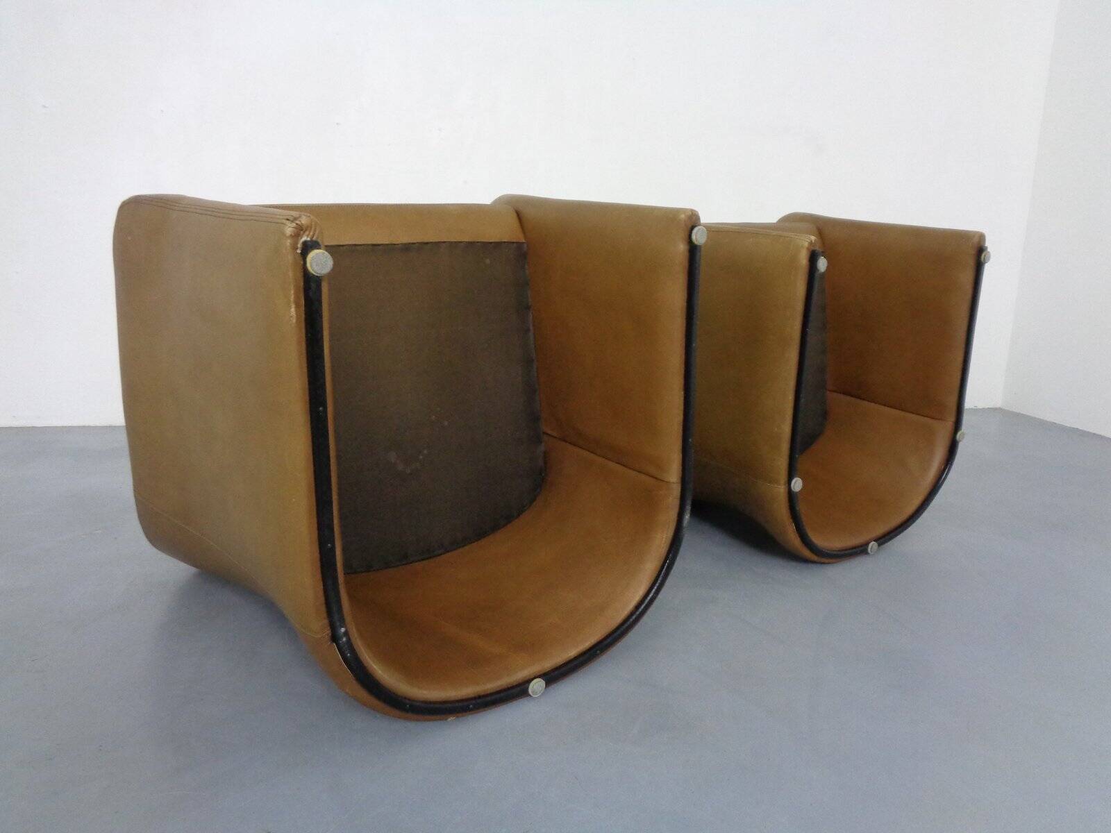 Set of Mid-Century German Leather Cocktail Chairs by Walter Knoll, 1960s