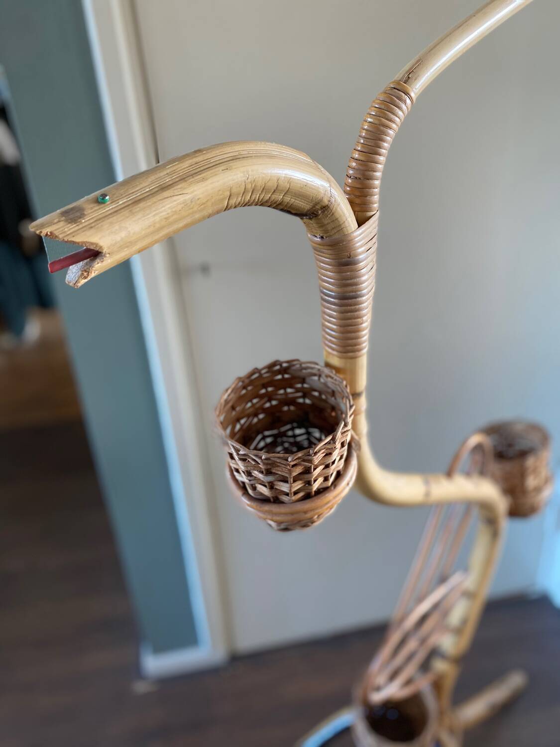 Vintage, Mid-Century, Bamboo and Rattan Flower or Plant Stand by Rohe Noordwolde