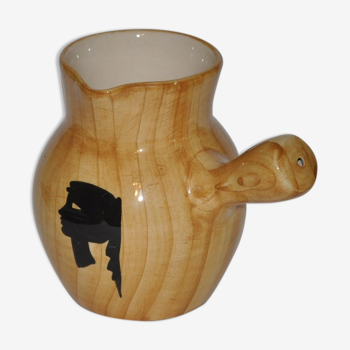 Ceramic pourer Vallauris wood decoration