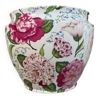 Lancel floral ceramic pot cover 80s