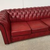 Sofa chesterfield convertible red leather