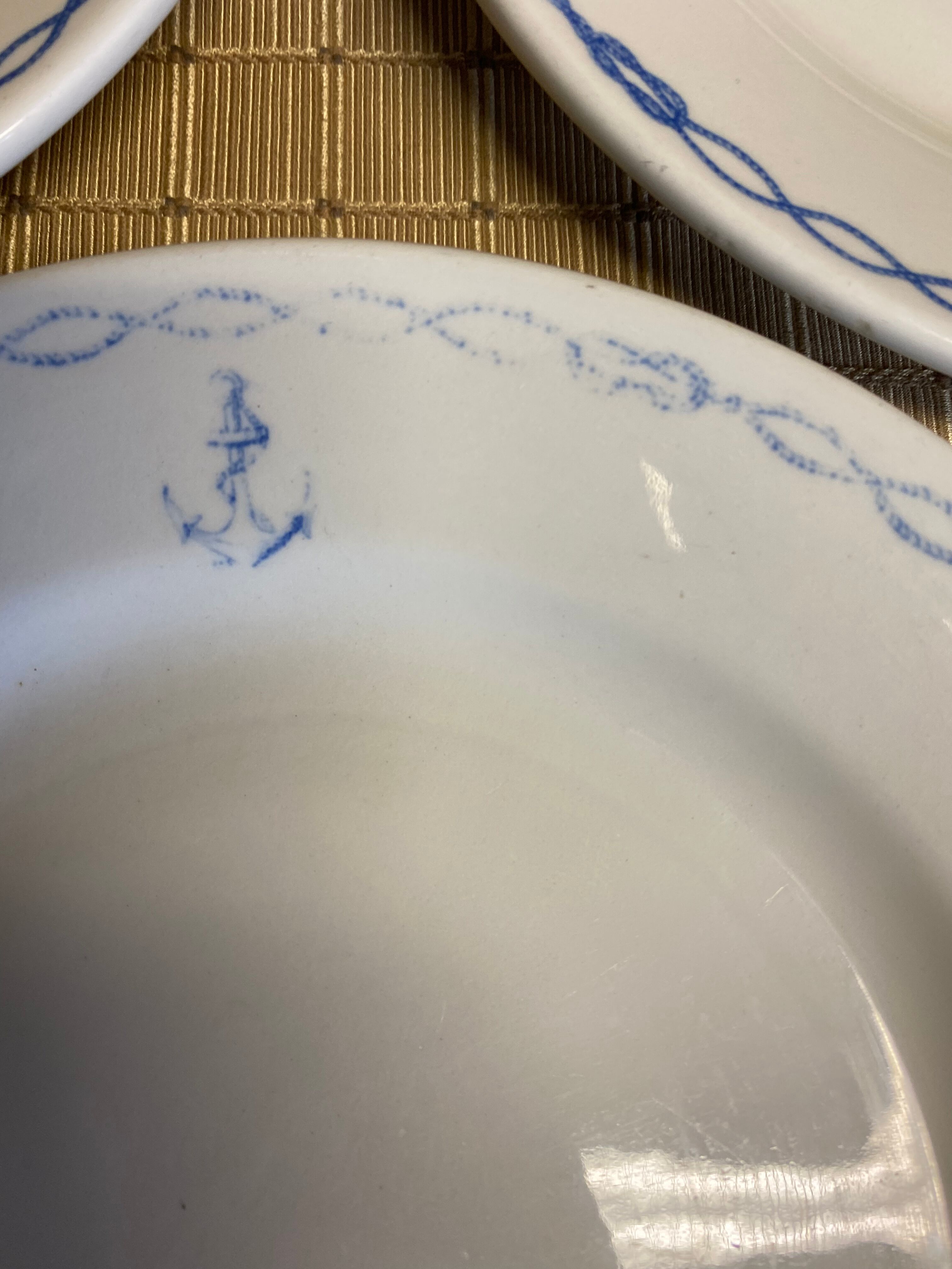 10 plates in Sarreguemines porcelain anchor and knots