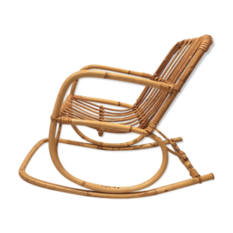 Rocking-chair fauteuil à bascule en rotin pour enfant 1960