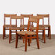 Suite de 6 chaises paillées en orme massif, travail français, 1950