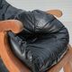 1950s, vintage adjustable armchair, black leather, ash wood.