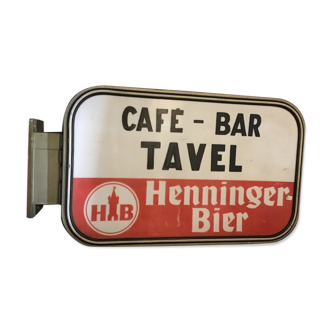 Sign advertising plate coffee bar Tavel Bier rare metallic year 1980