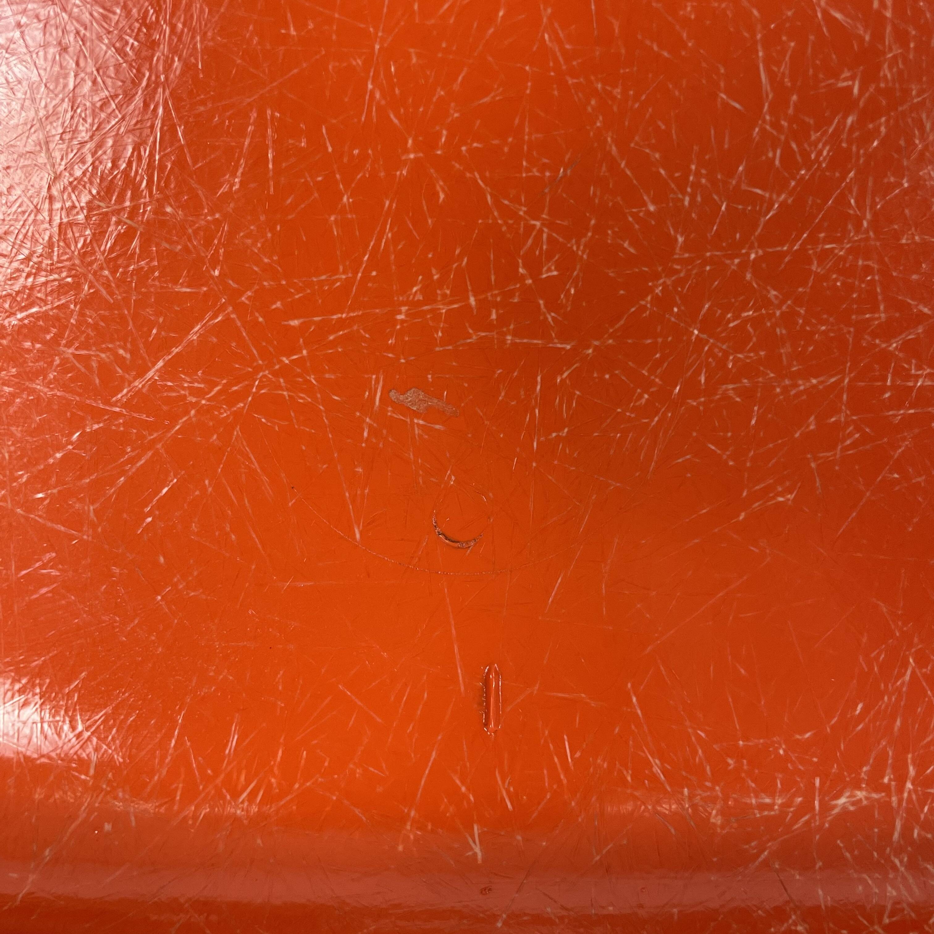 Set of 4 Eames for Herman Miller DSS side chairs in coral