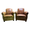 Pair of leather club chairs