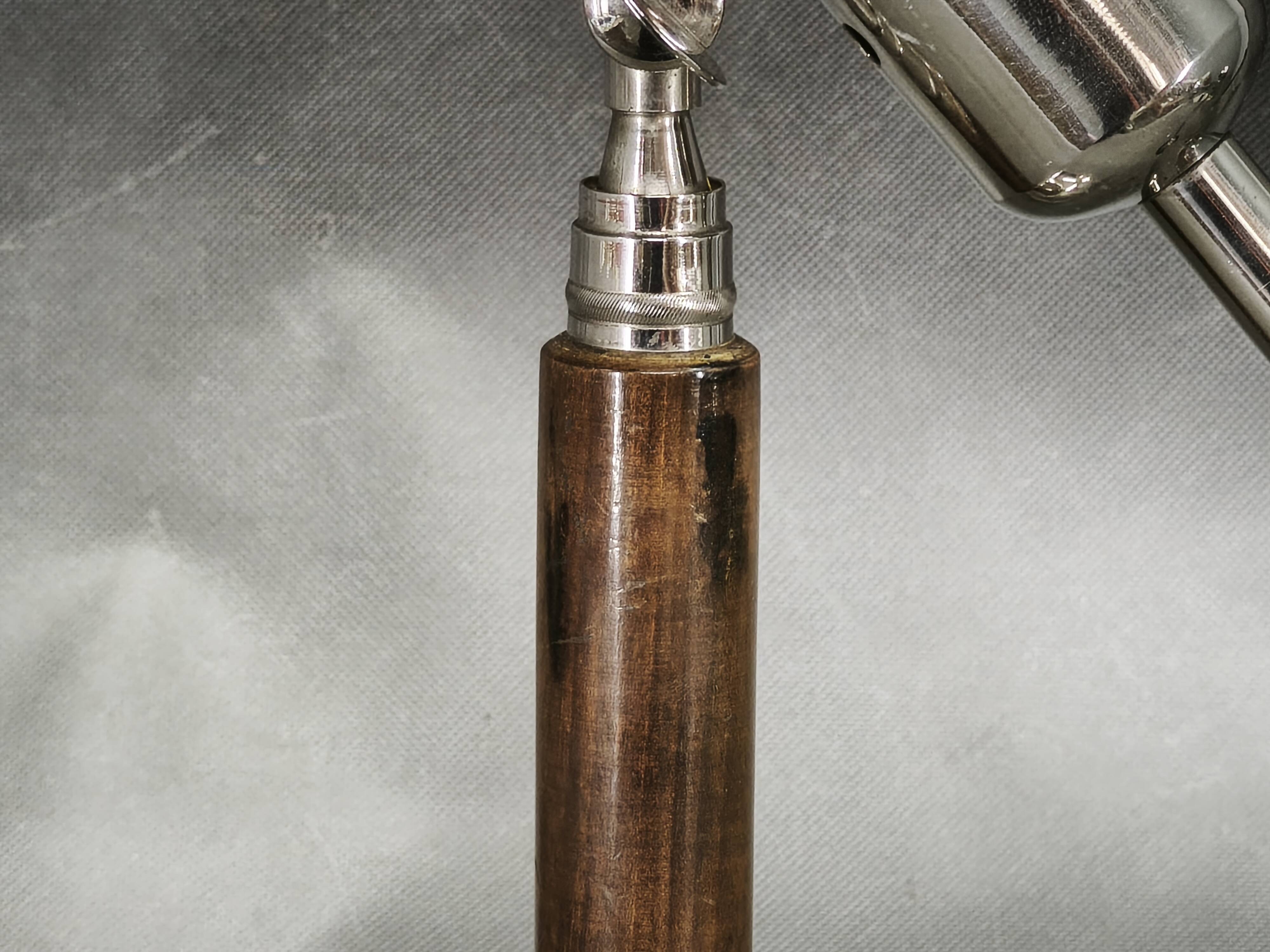 1930s Bauhaus Chrome Table Lamp with Beech Handle, Czechoslovakia