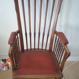 wicker and leather high chair
