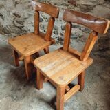 Pair of Canadian Brutalist Pine Chairs – Rustic Design from the 1970s