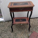 Travailleuse, coiffeuse en bois noirci et marqueterie, époque Napoléon III