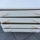 Commode pieds compas relookee blanc 1960 vintage