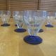 Set of 23 Stemmed Glasses Transparent Glass + Cobalt Blue Stems Vintage