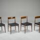 Mid-Century Palisander Dining Chair with Lether, 1950s, Set of 4