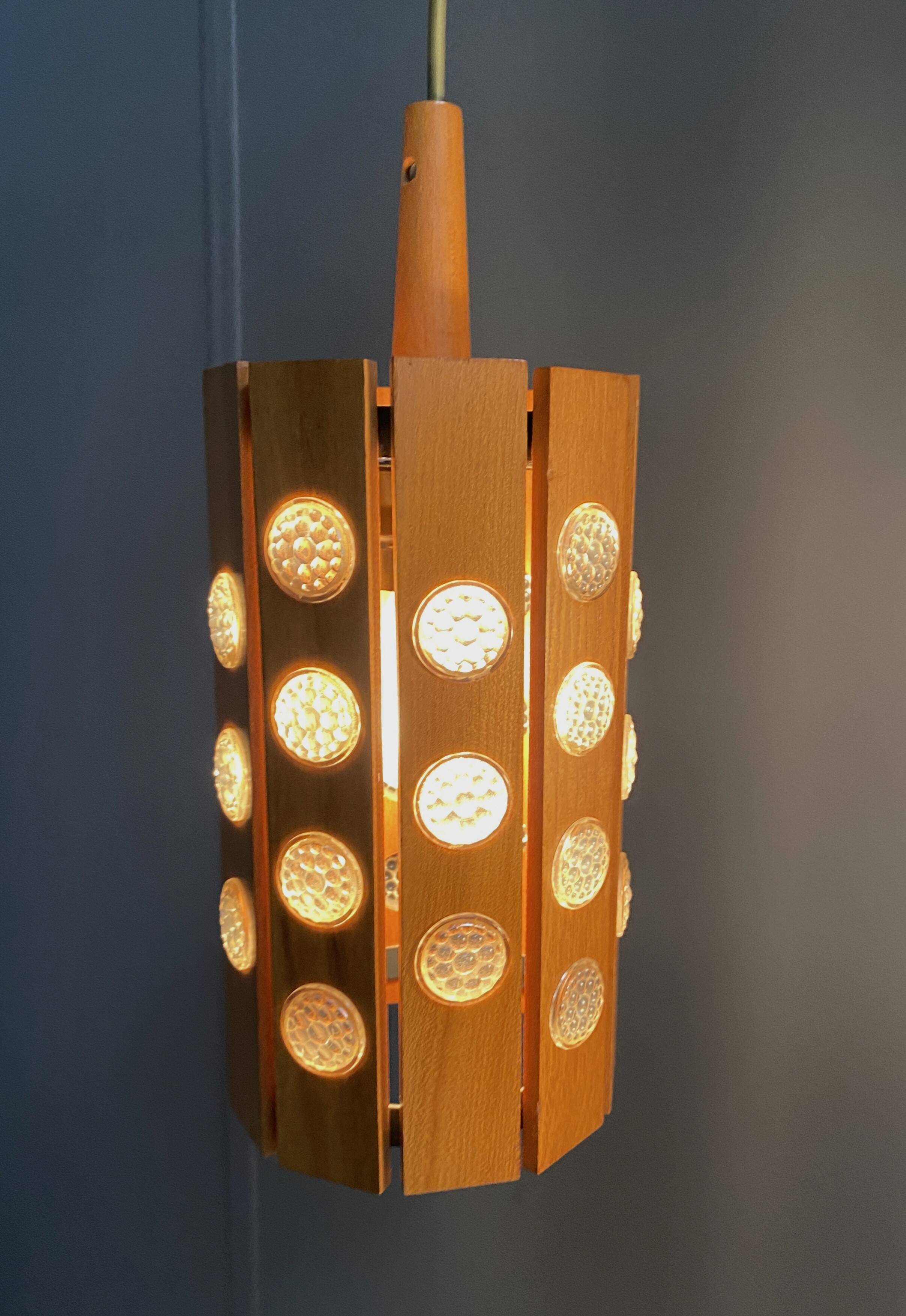 Set of 2 wood hang lamps 1970s