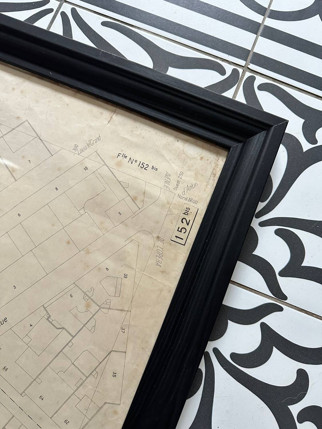 Poster large old map of paris 1739