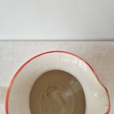 Vintage ceramic vase/pitcher with handmade mandarin stripes.