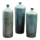 Trio de vases soliflores bouteilles en céramique emaillé