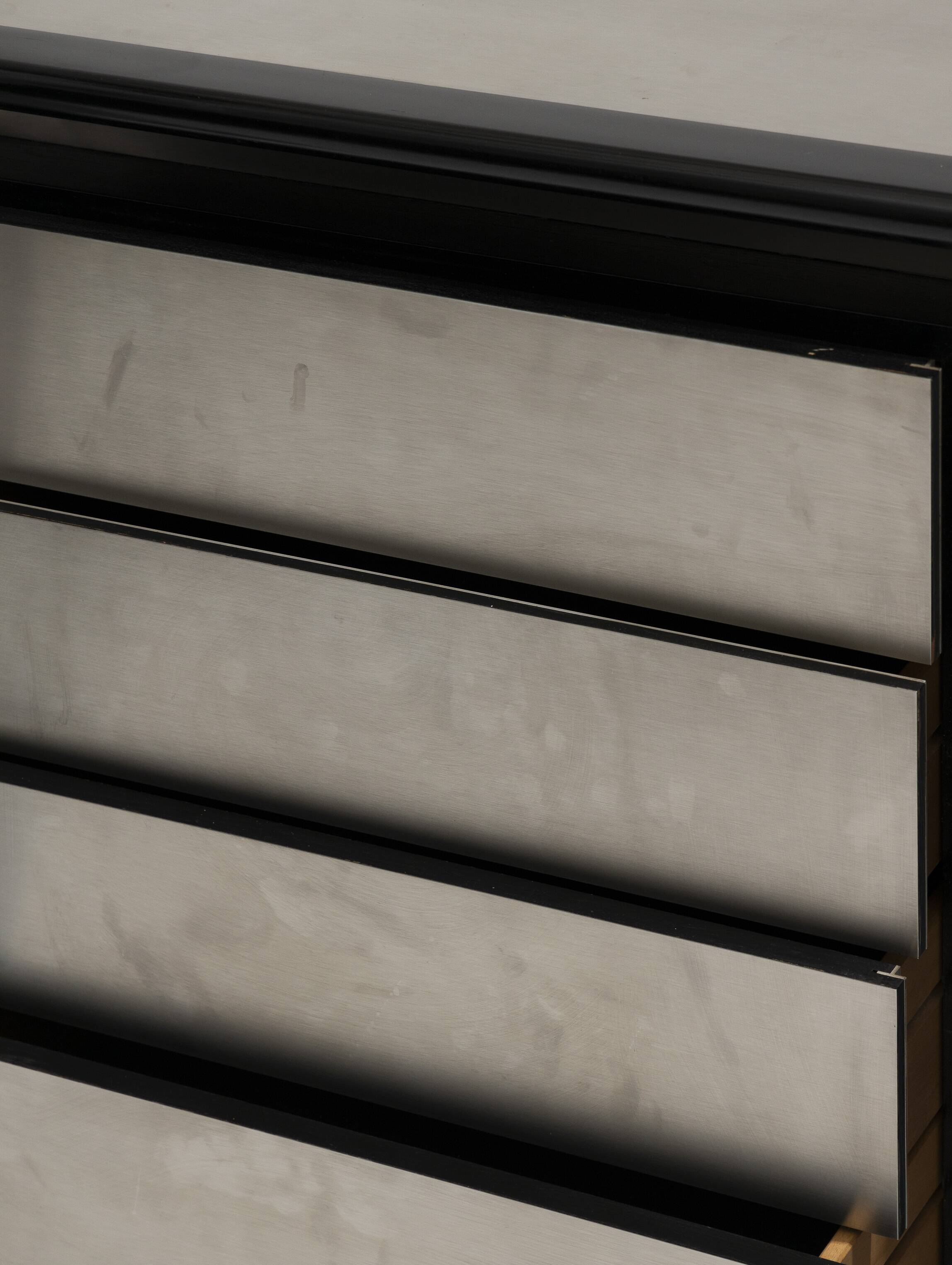 Brushed steel sideboard, lodovico acerbis, 1970s