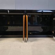 Vintage lacquer and burl wood credenza, 1980s