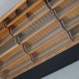 Vintage German Oak Glass Shop Counter Haberdashery Cabinet Vitrine, ca 1950