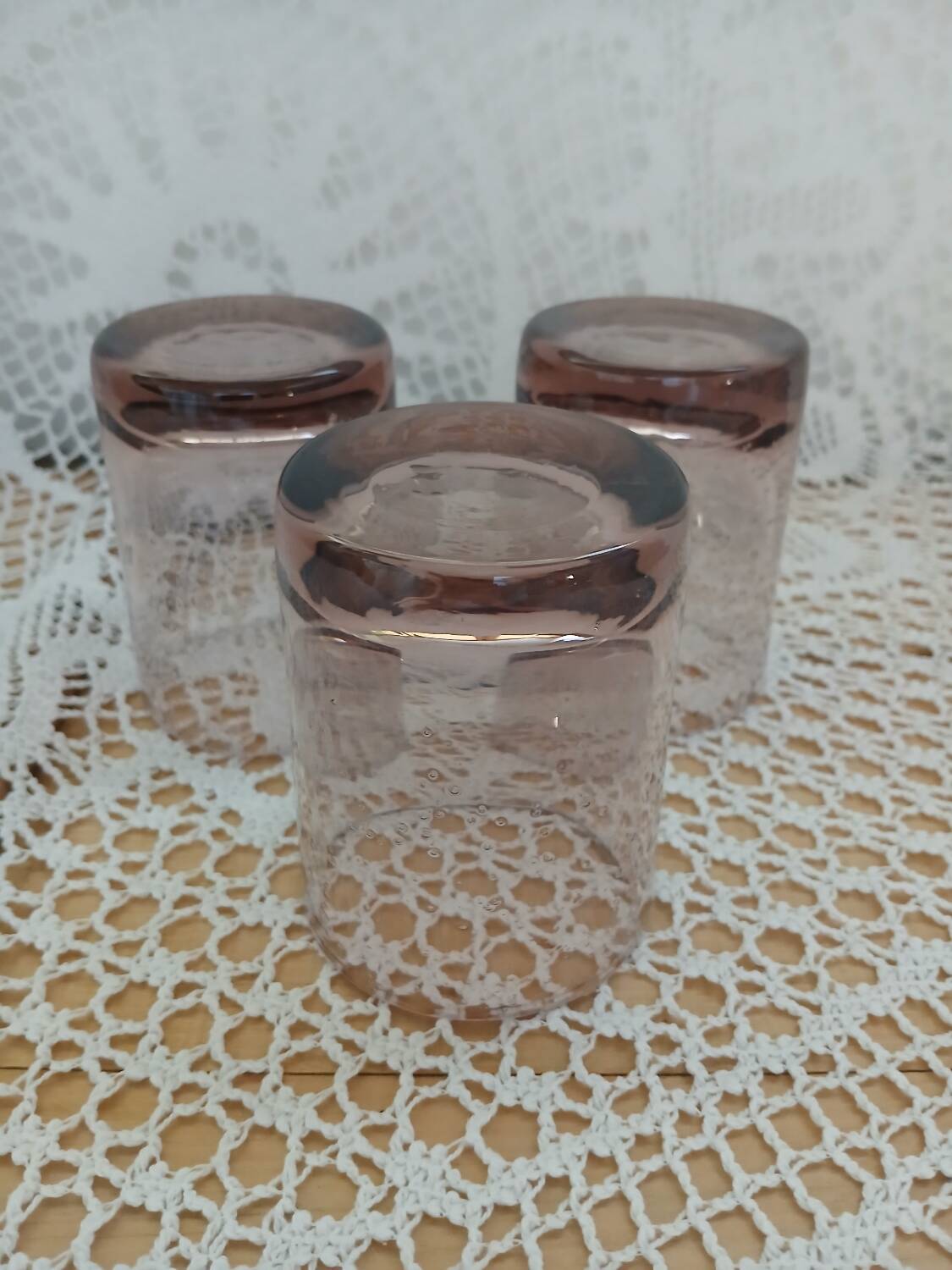 3 bubble glass water glasses