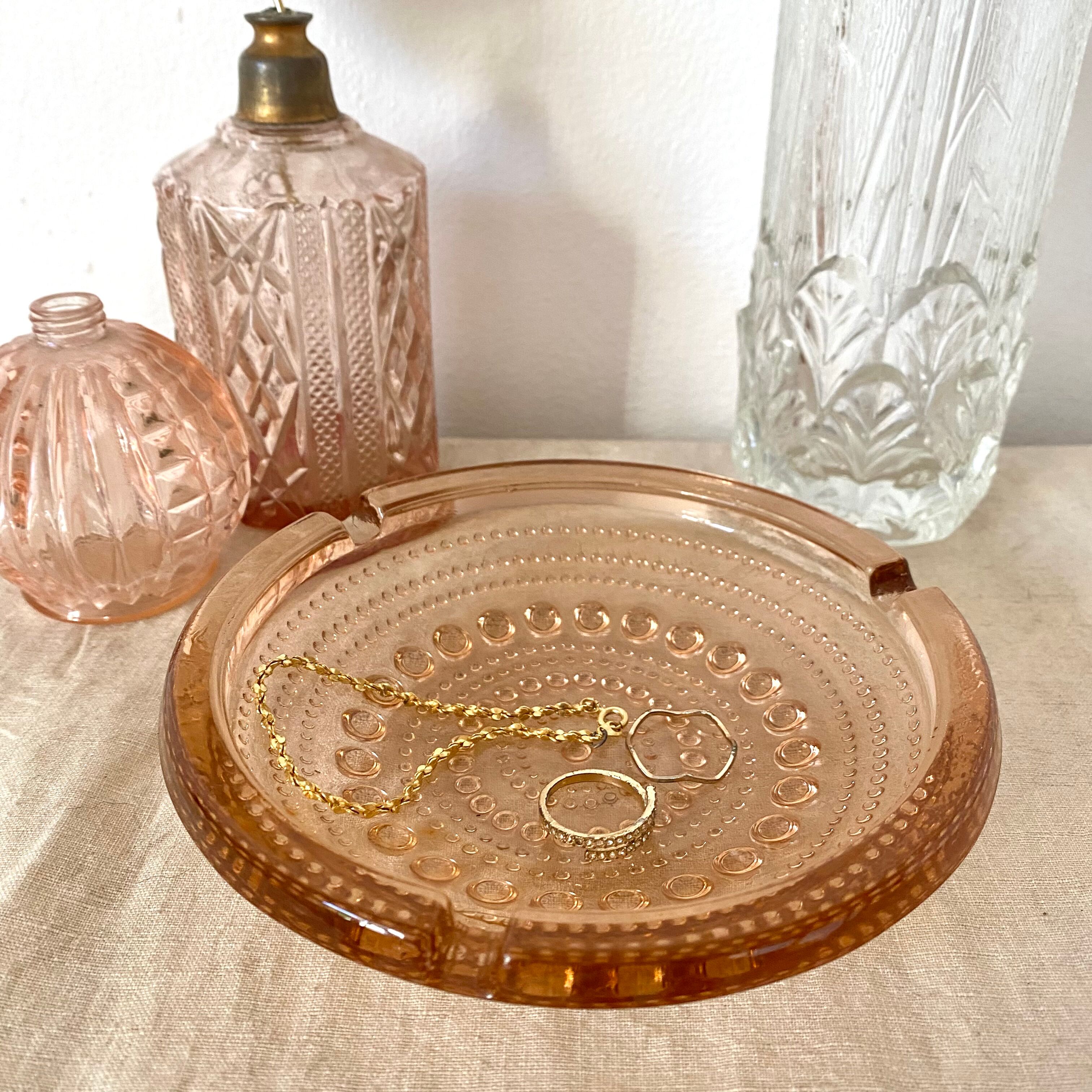 Pink glass ashtray