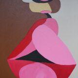 Romantic acrylic painting on cotton "the kiss" 80x60 cm