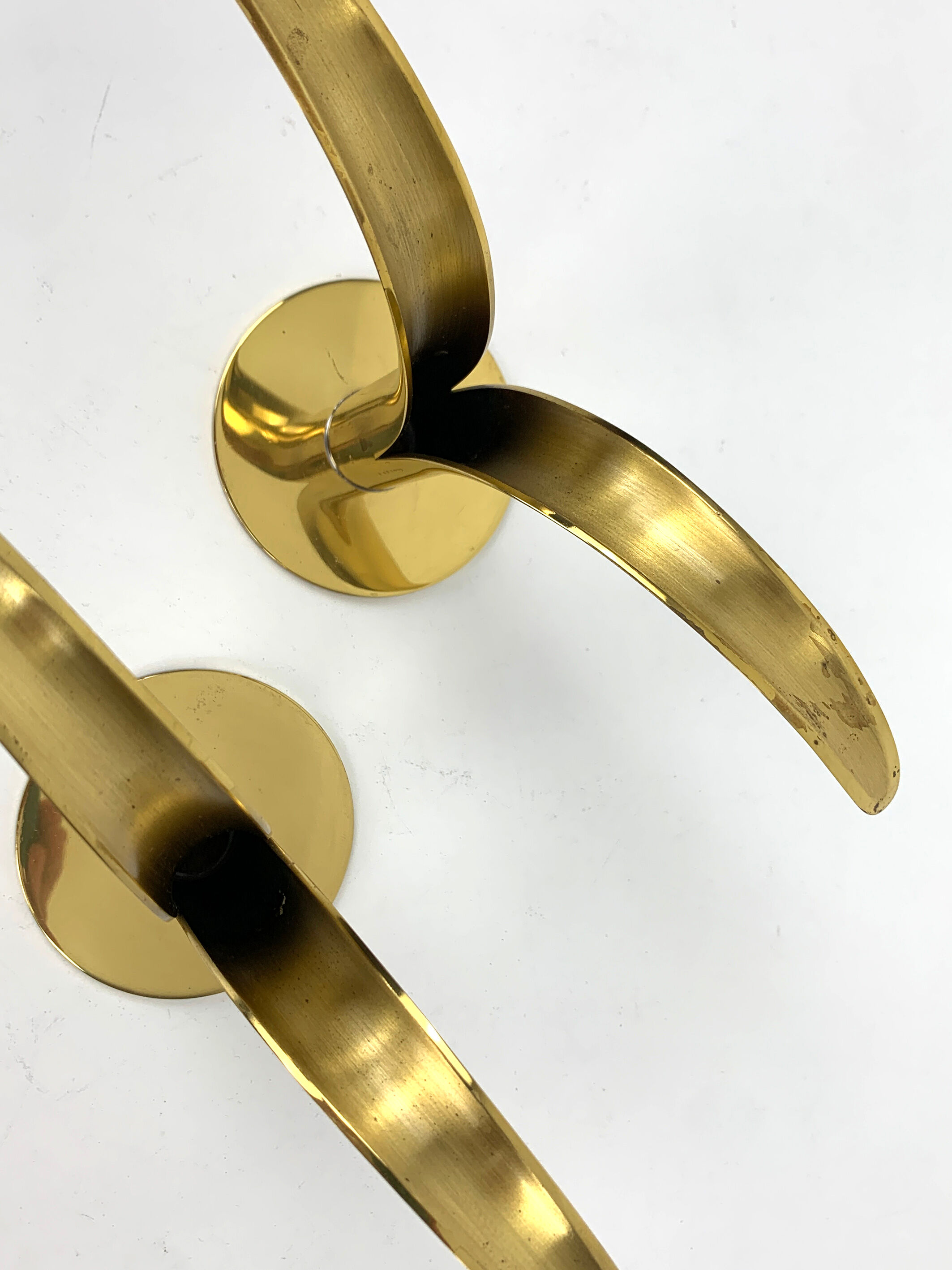 Pair of Lily brass candle holders, Ystad Metall, Sweden, design Ivar Ålenius Björk