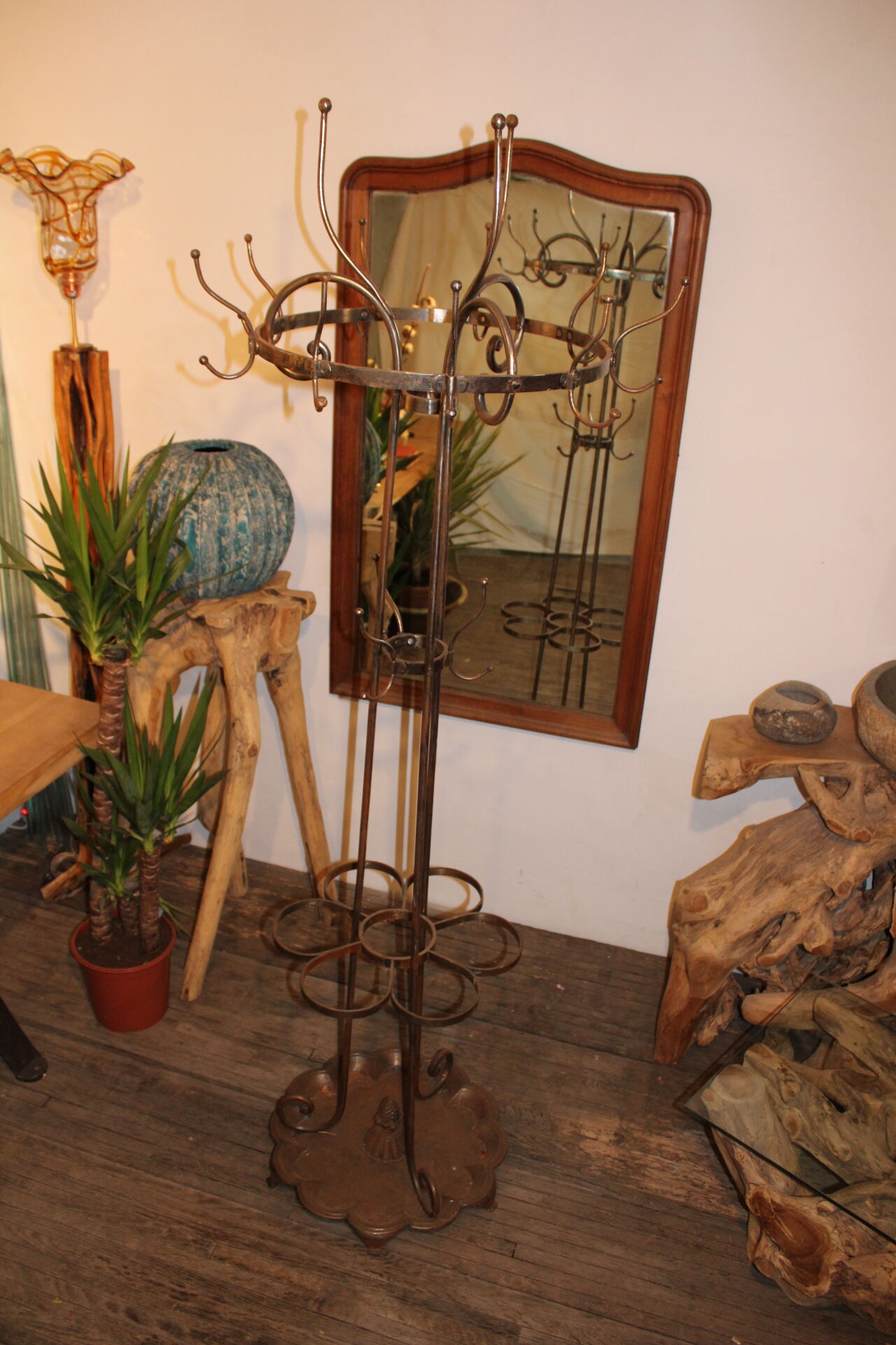 Old coat rack with umbrella holder