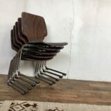 Series of 5 retro vintage stackable chairs flototto pagholz by adam stegner 1960 1970