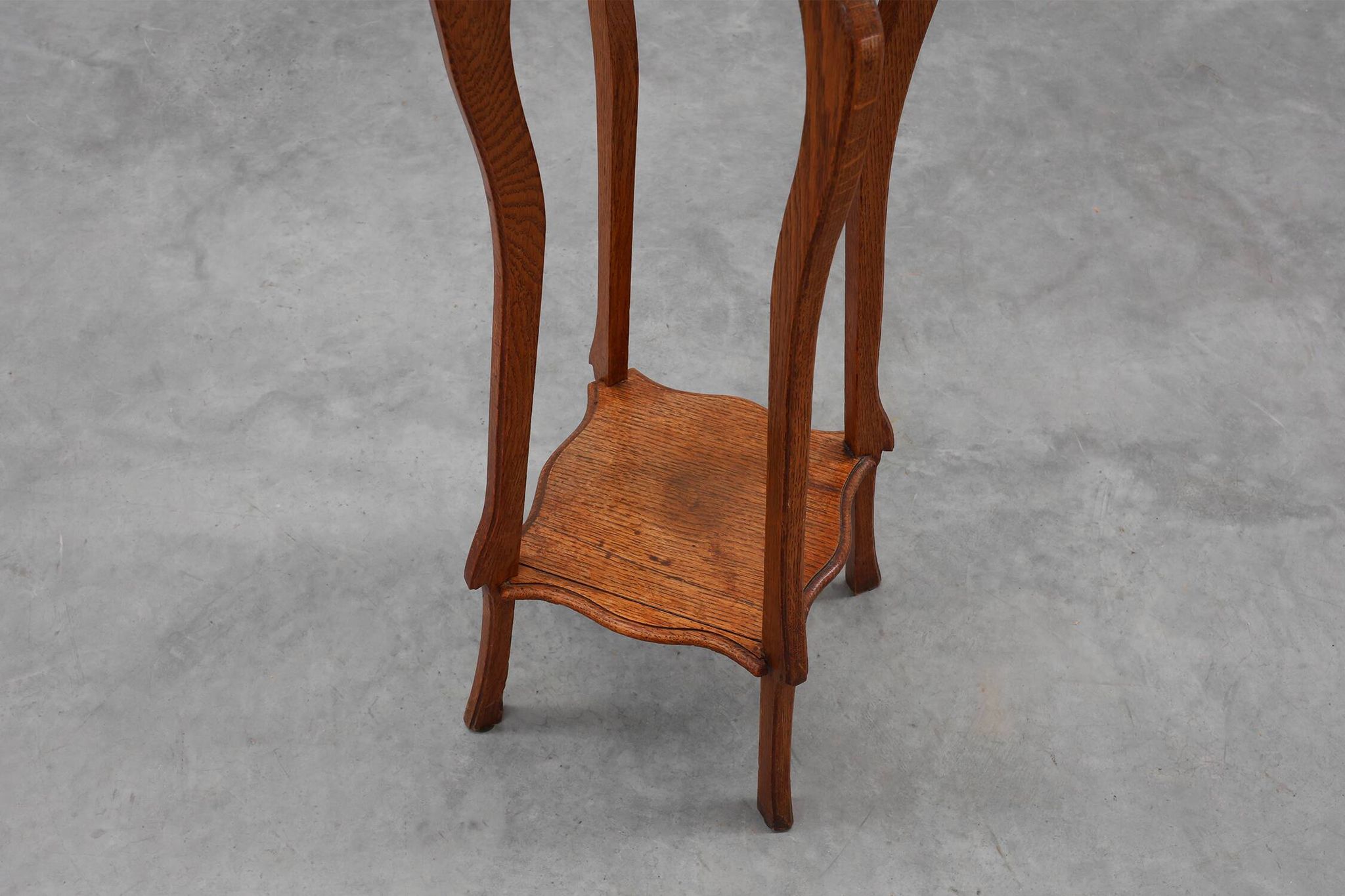 Art Deco tall pedestal in oak with 2 levels, France ca. 1915