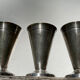 6 conical silver-plated metal bowls with hallmarks / Art Deco stemmed glasses