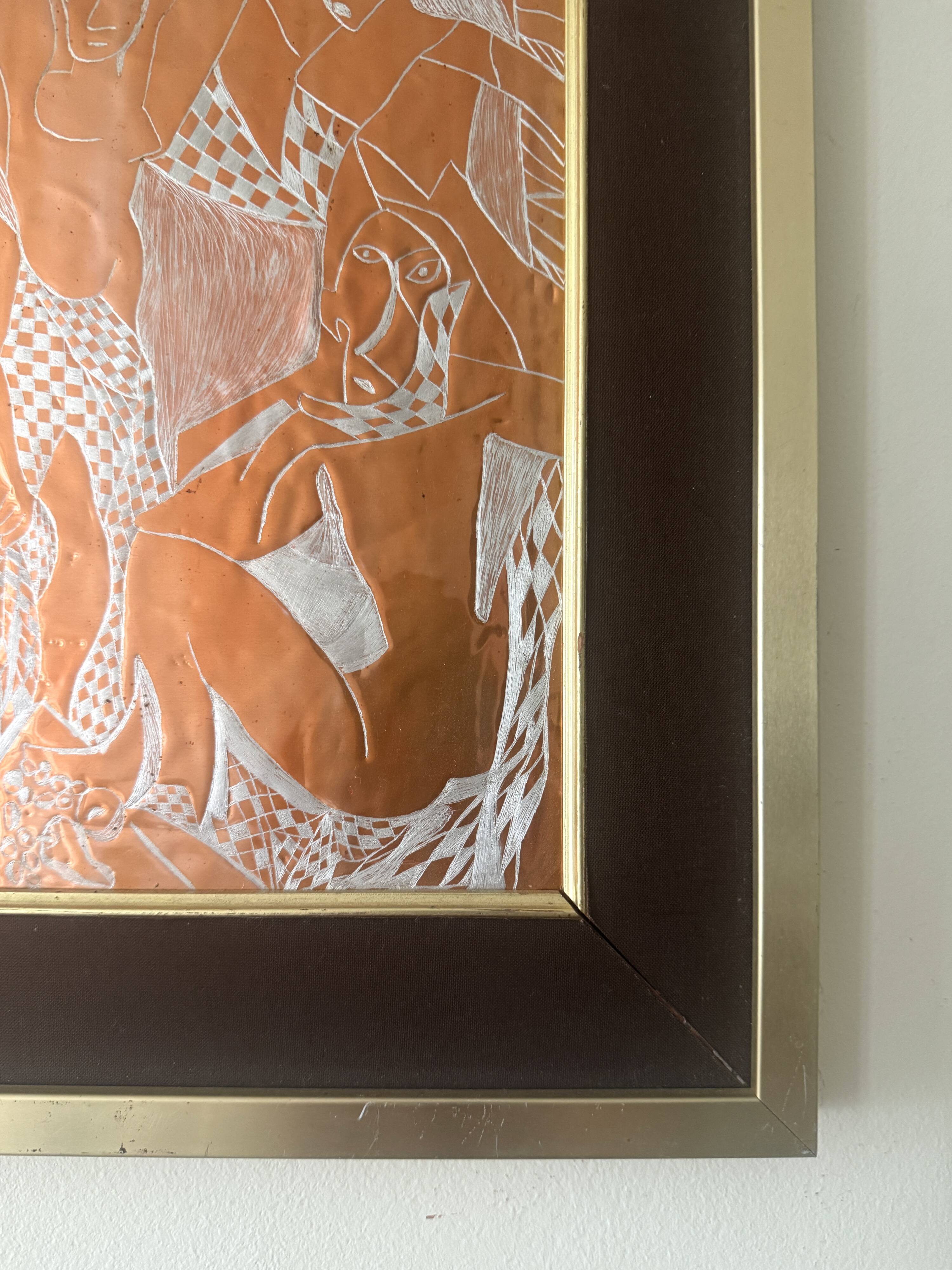 Cubist table copper engraving