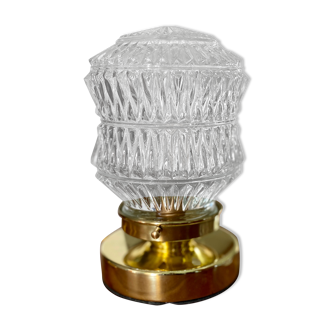 Lampe à poser globe vintage en verre moulé