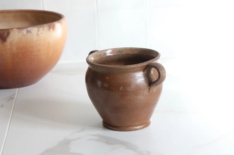 Glazed stoneware jar, antique ceramic