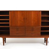 High Quality Danish Highboard with Brass Handle Inlays 1950s