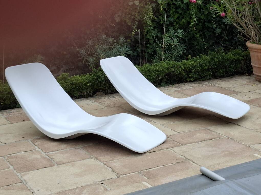 Pair of Zublena deckchairs