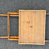 Table ancienne pliable en bois effet bambou desserte vintage