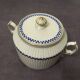 Charles PILLIVUYT Mehun porcelain sugar with fluted relief and blue and white checkered pattern