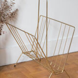 Vintage magazine holder in gold metal