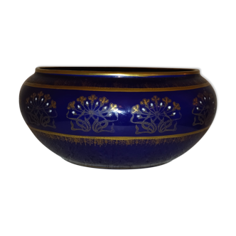 Jardinière vase ou cache pot faïence émaux art-nouveau 1900