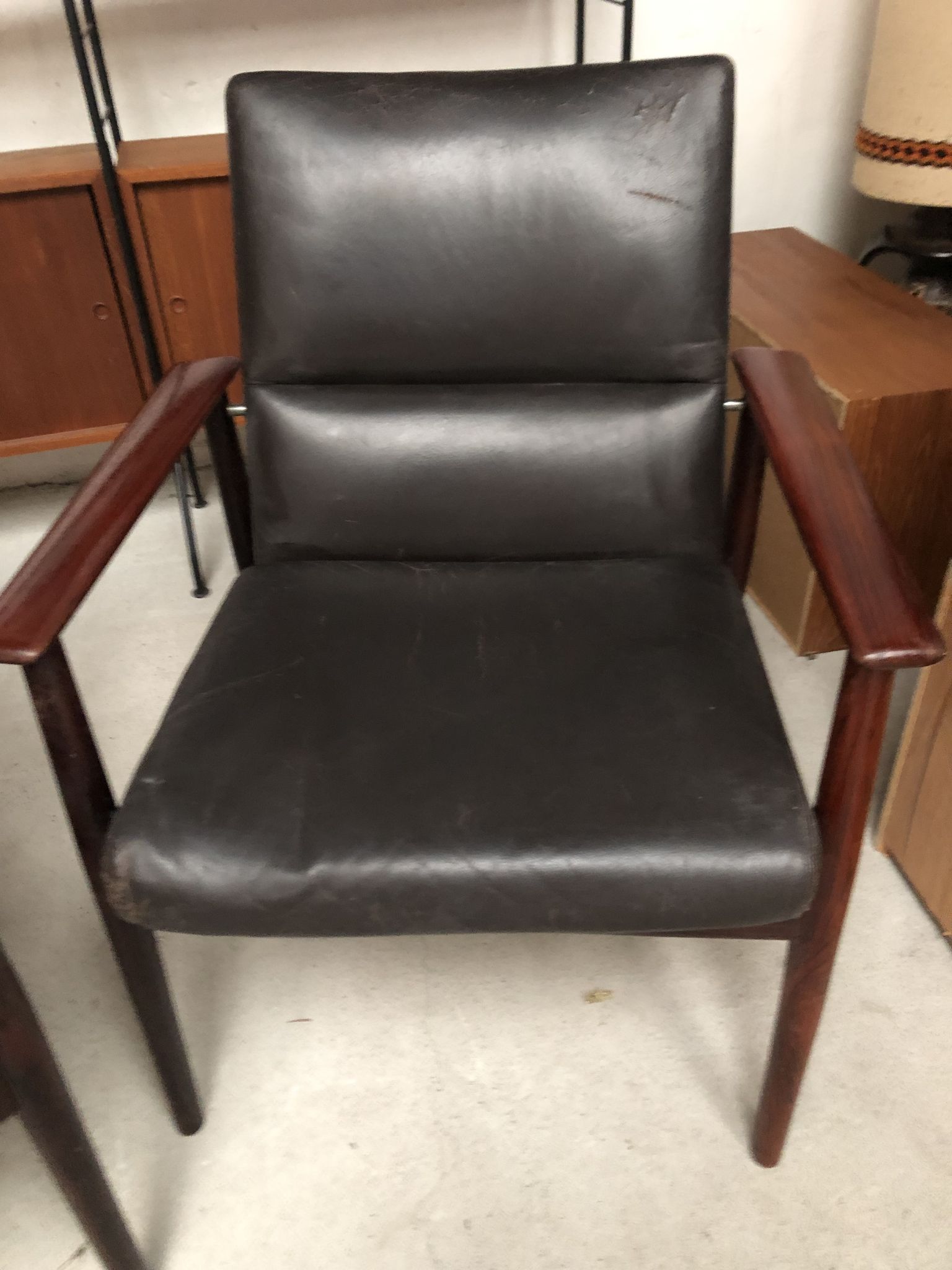 Danish leather and rosewood armchairs for Sibast 70s