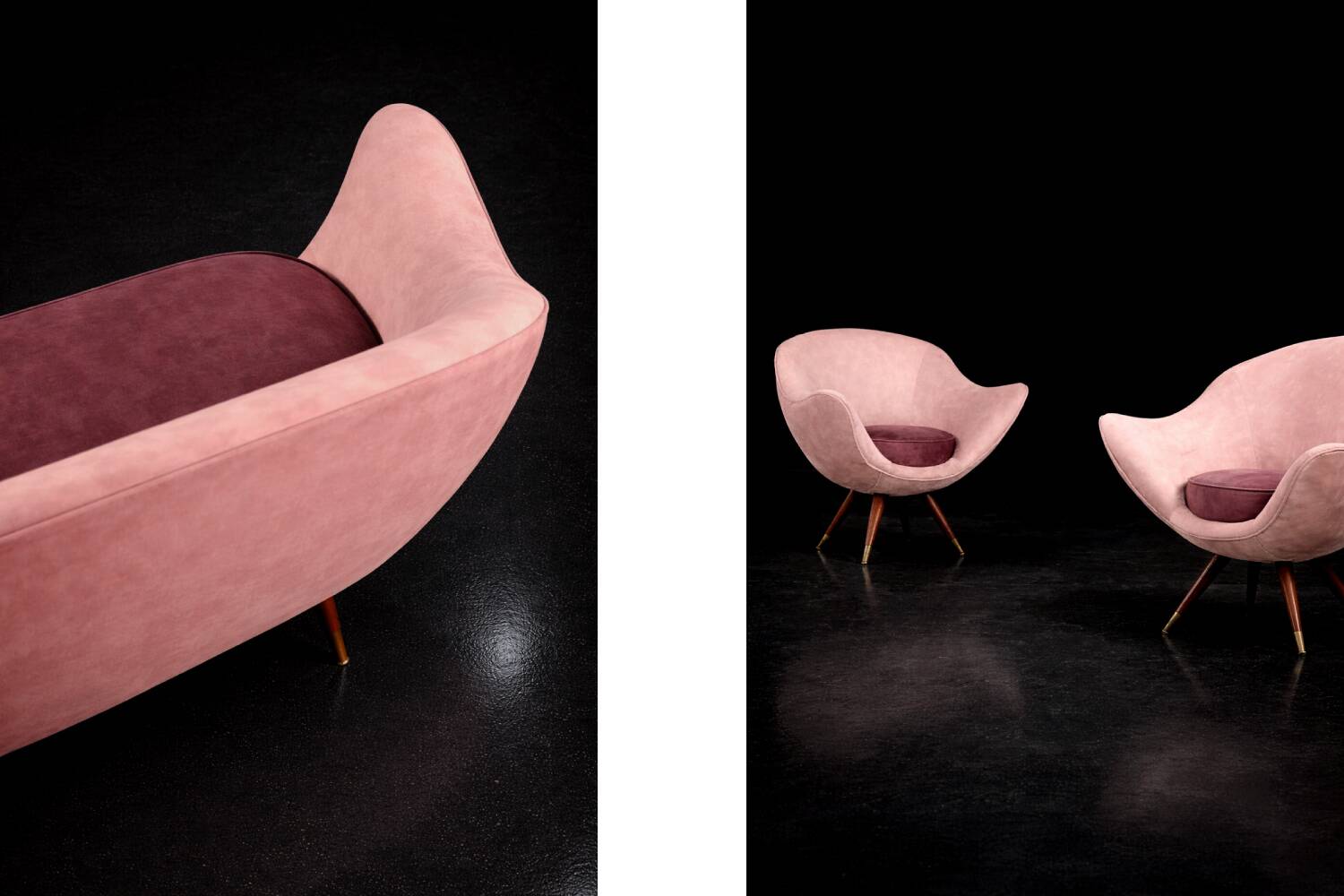 Vintage Mid-Century Space Age Velour Lounge Set from Paged, 1972, Set of 3