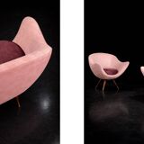 Vintage Mid-Century Space Age Velour Lounge Set from Paged, 1972, Set of 3