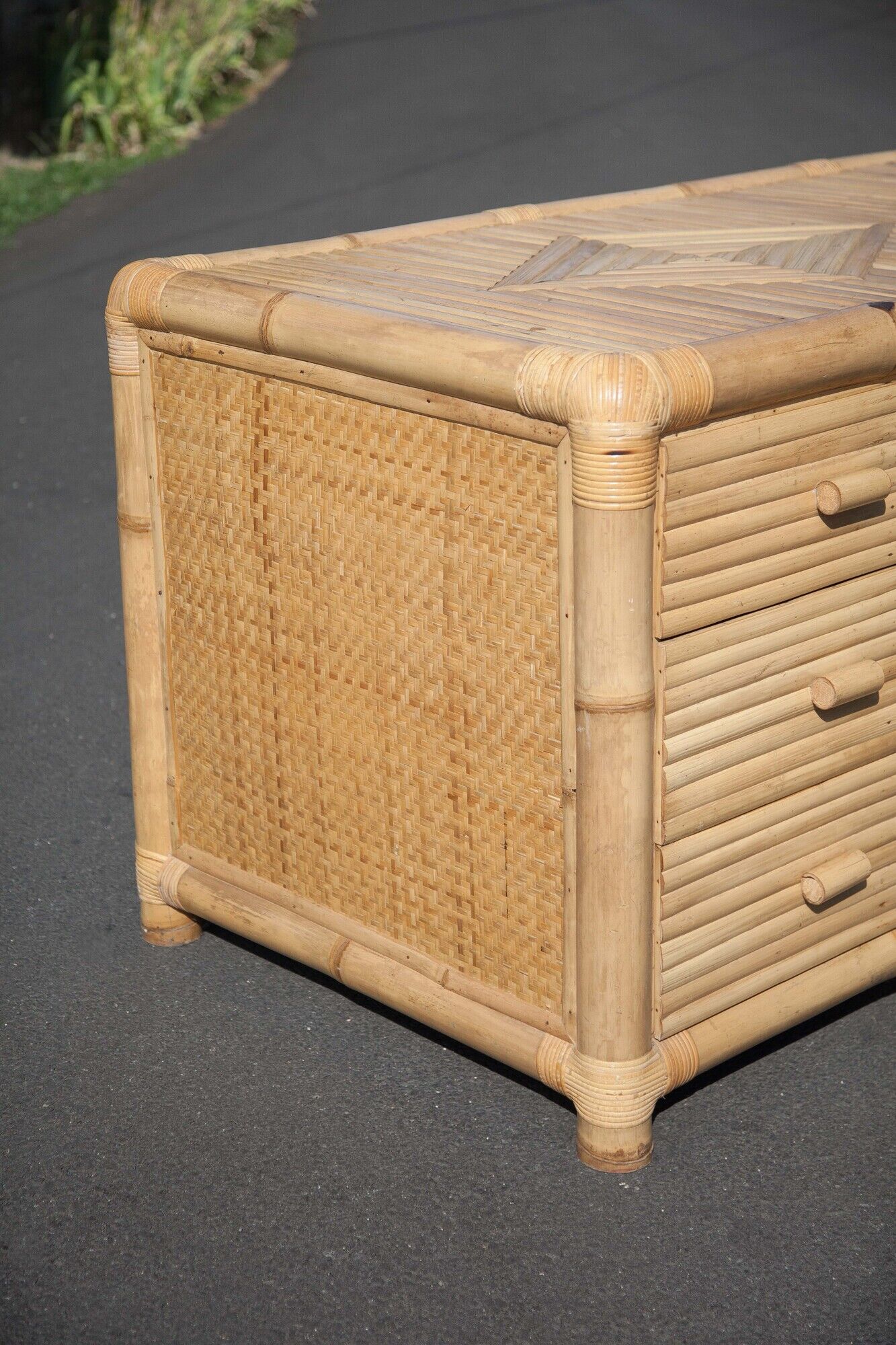 Bamboo desk, large drawer desk with chair, storage, bamboo furniture, interior decoration
