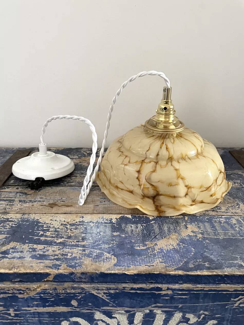 Marbled opaline pendant light