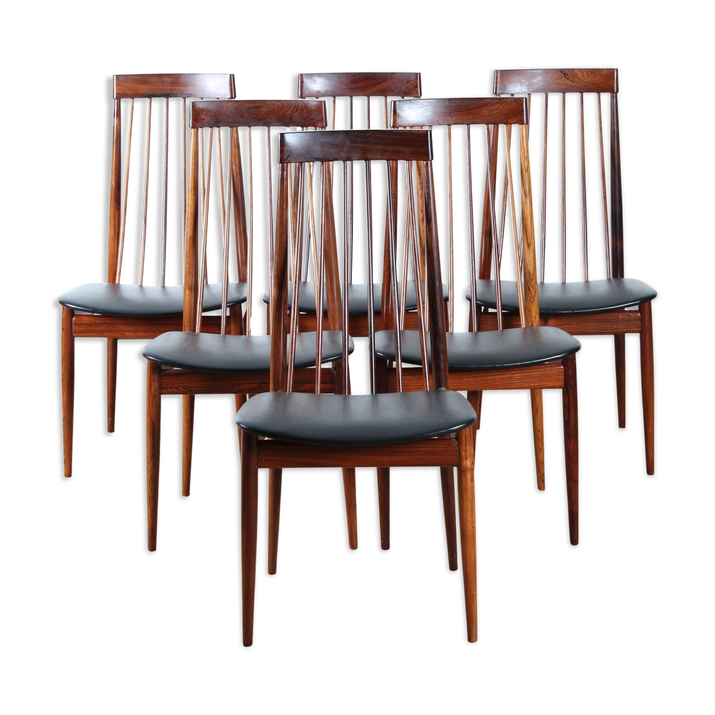 Suite of 6 rosewood bar chairs from Rio