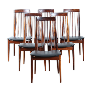 Suite of 6 rosewood bar chairs from Rio